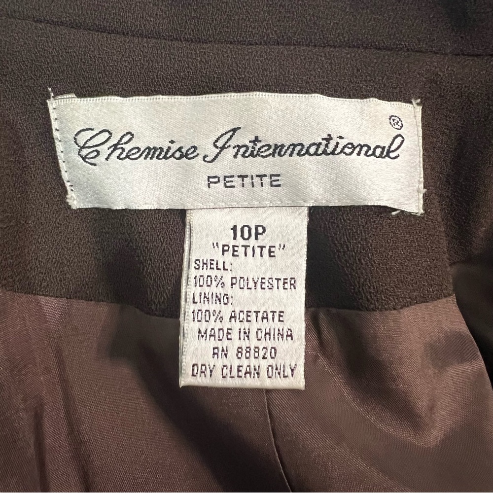 Chemise International Size 10P Brown Short Long Sleeve Vintage Blazer Jacket - Picture 10 of 11